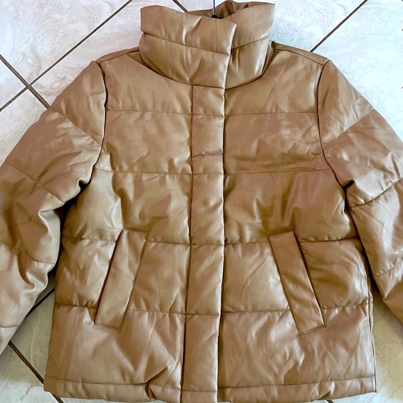 Seven 7 for all Mankind faux leather puffer jacket coat - Picture 5 of 8